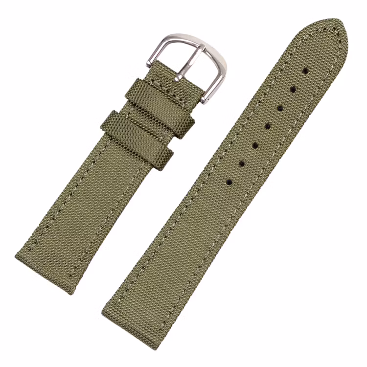 Grönt klockarmband sailcloth canvas läder