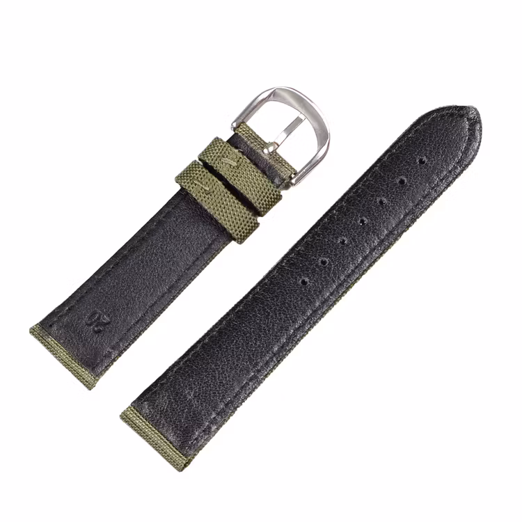 Grönt klockarmband sailcloth canvas läder