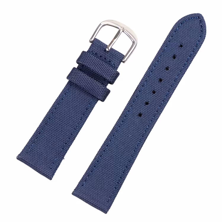 Blått klockarmband sailcloth canvas läder