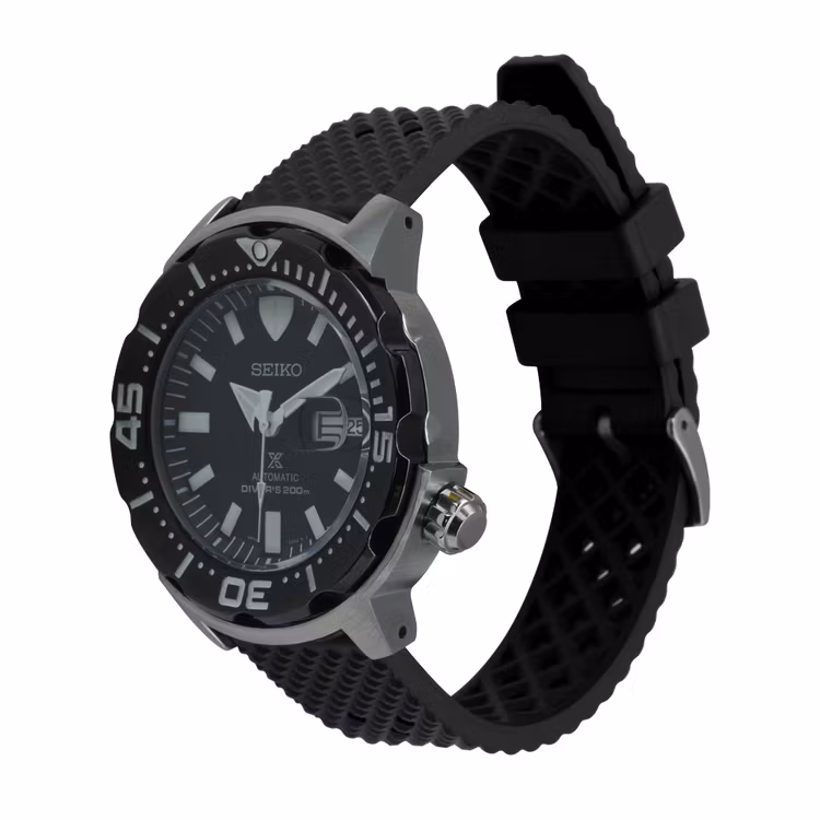 Honeycomb klockarmband av svart FKM gummi 18mm 20mm 22mm 24mm