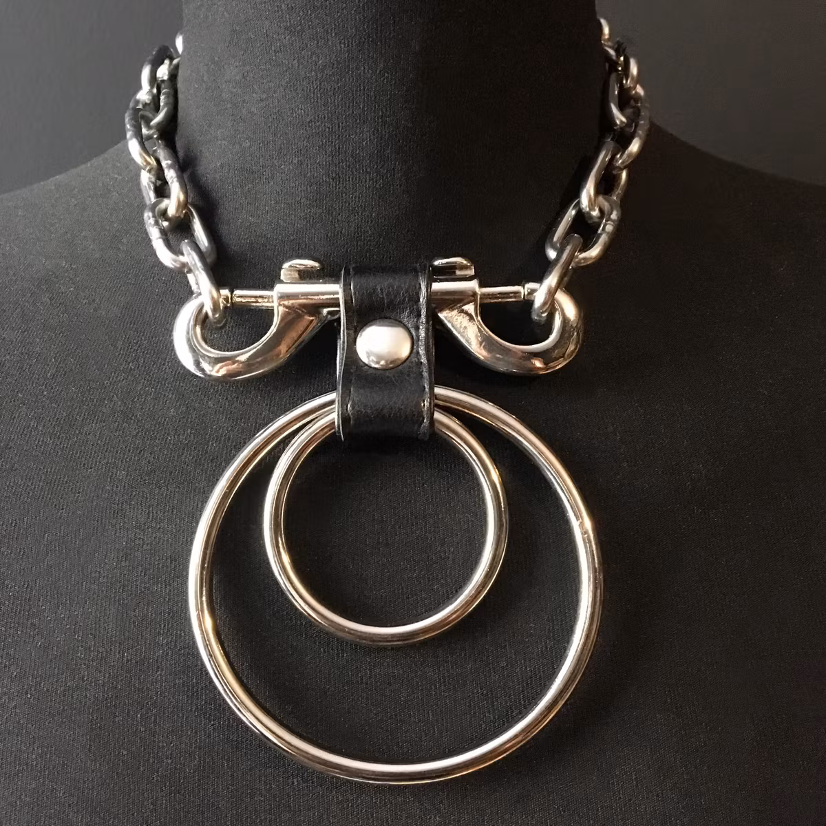 Dubbel O-ring halsband silver