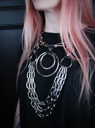 Double O-ring Necklace With Silver Chains