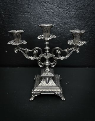 Trearmad ljusstake silver