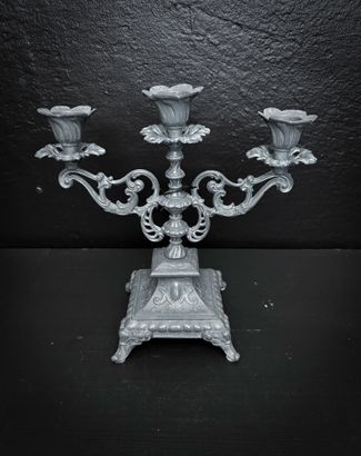 Trearmad ljusstake silver matt