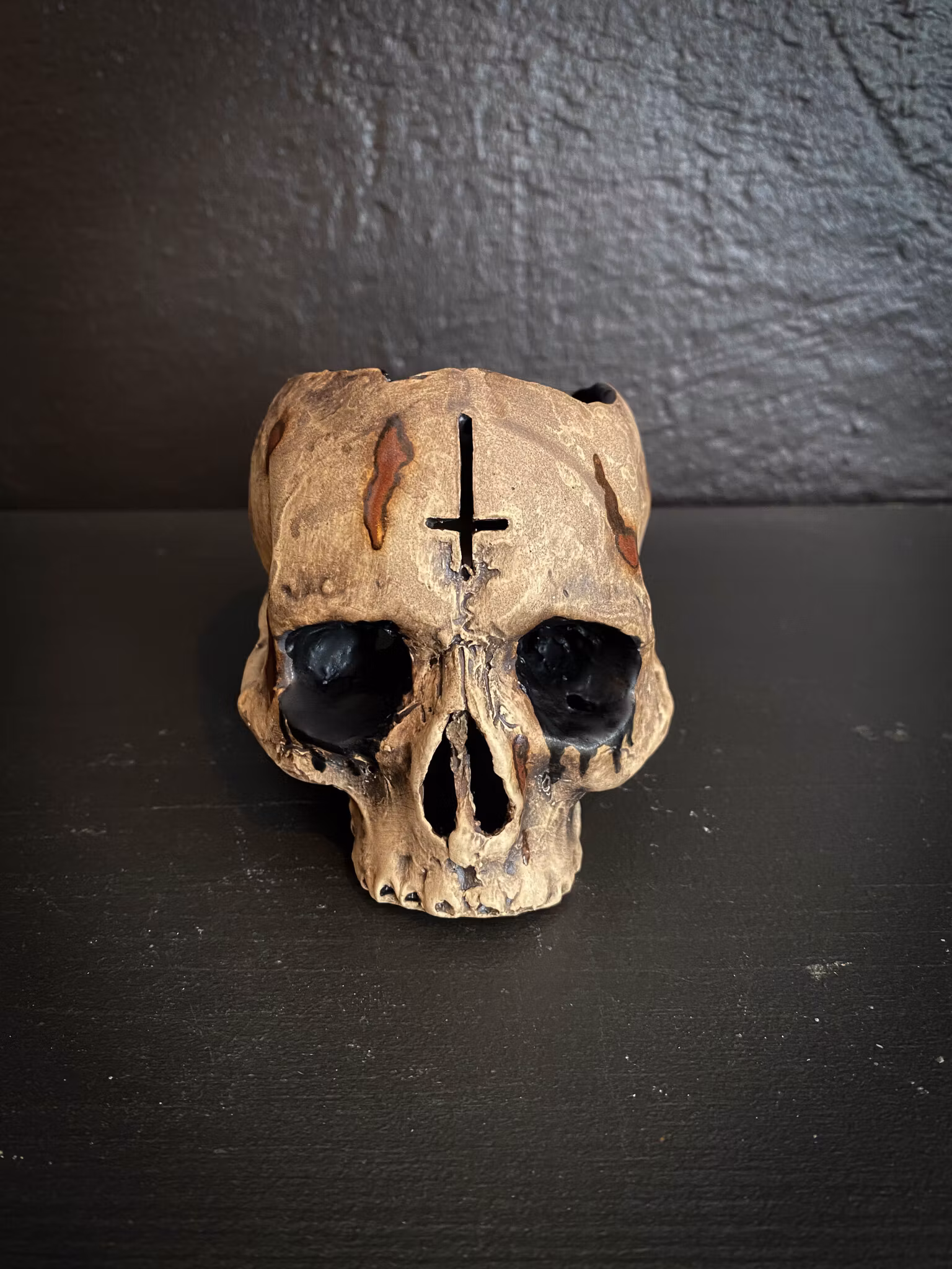 Ljuslykta skalle corpse paint kors splatter liten