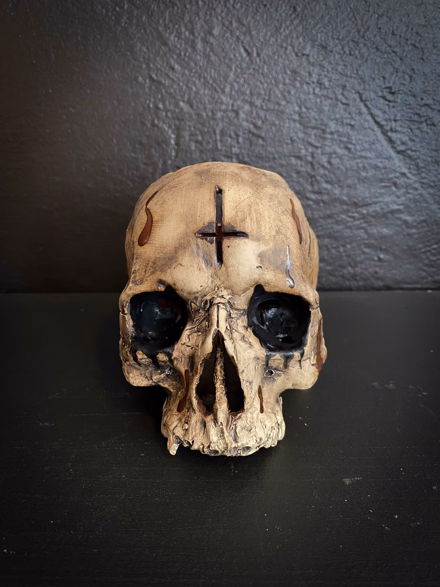 Candle lantern skull corpse paint cross splatter