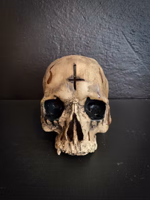 Candle lantern skull corpse paint cross splatter