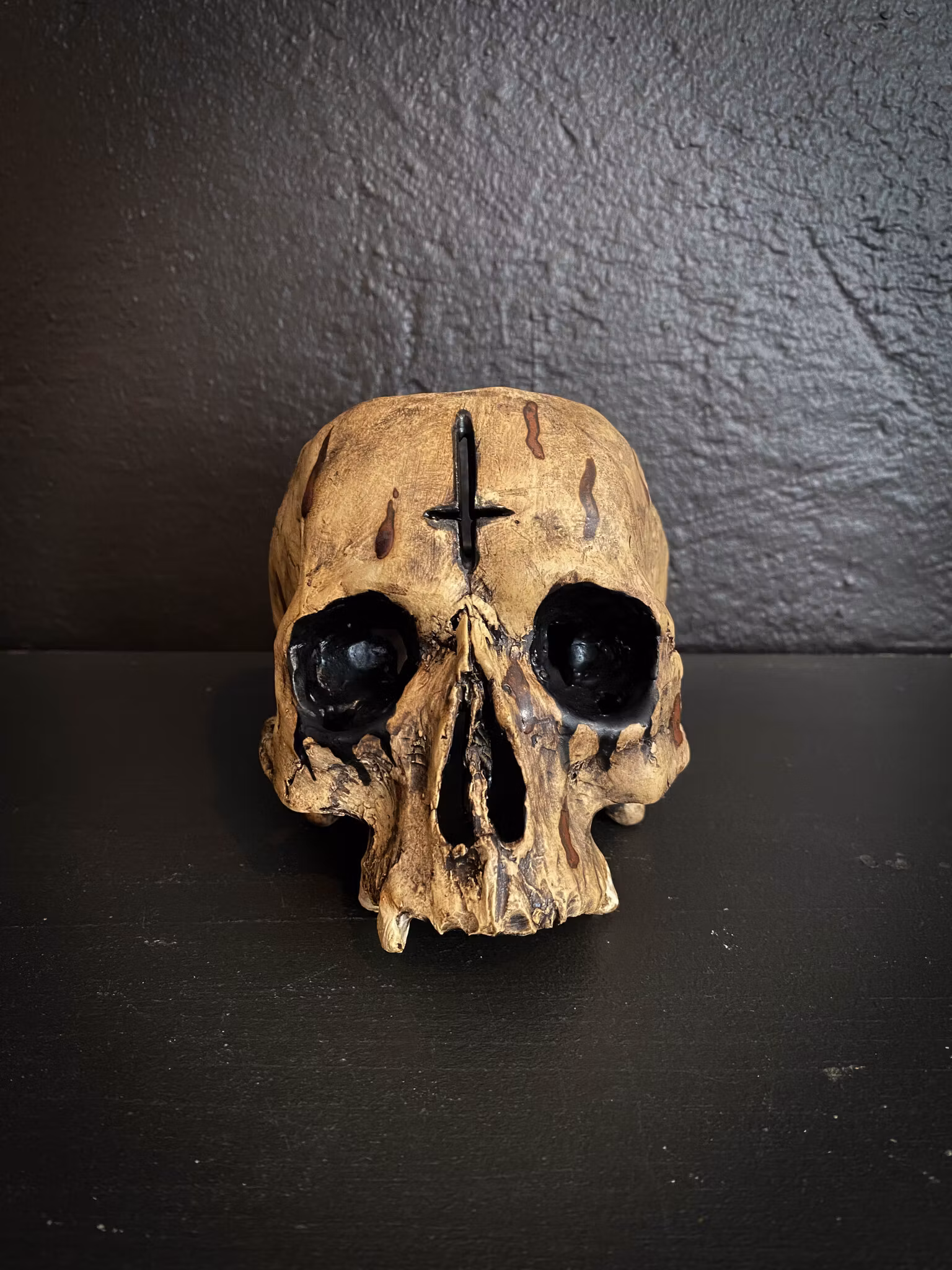 Ljuslykta skalle corpse paint kors splatter svart