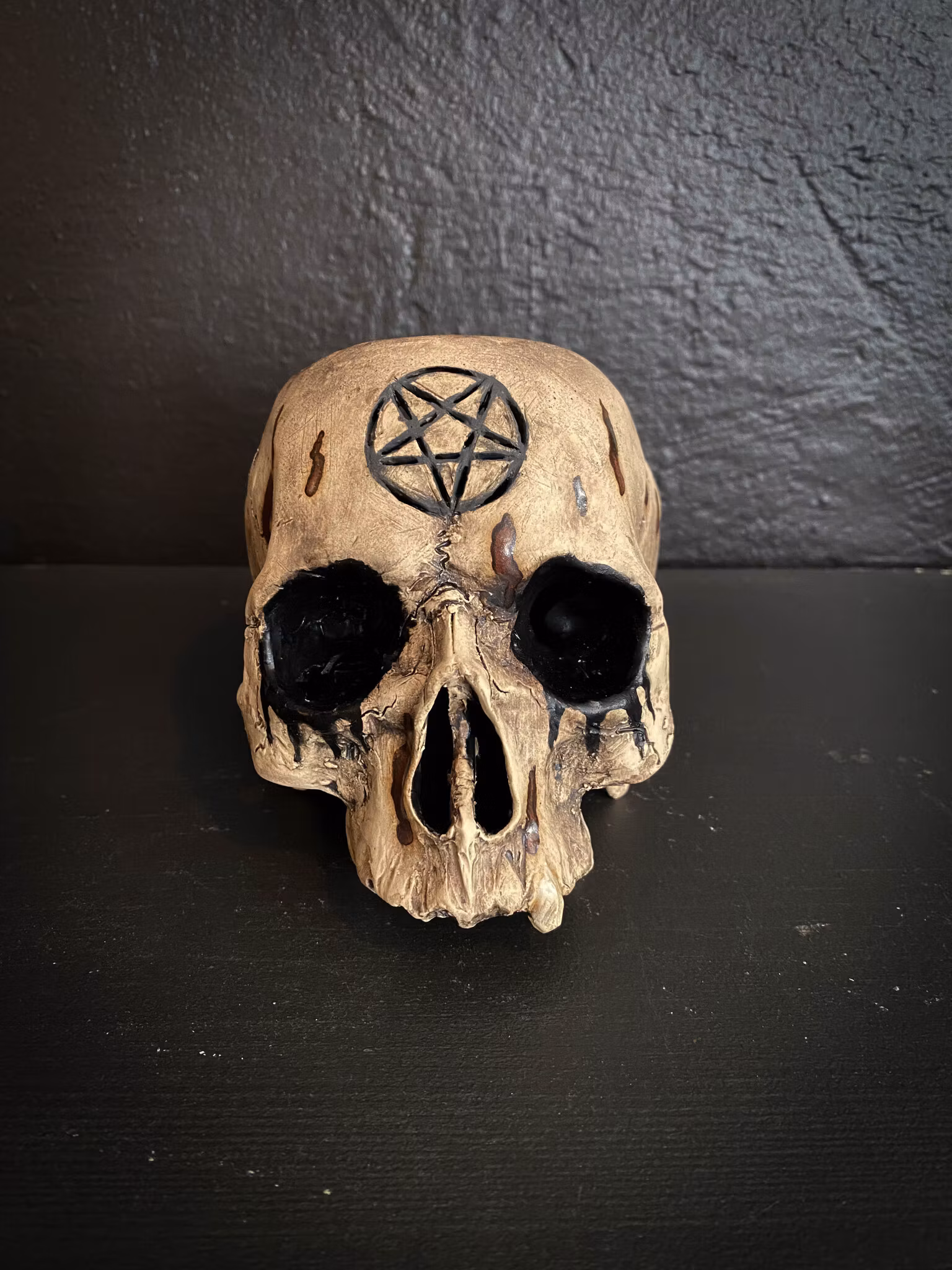 Ljuslykta skalle corpse paint pentagram splatter