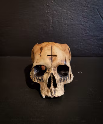 Ljuslykta skalle corpse paint kors splatter liten