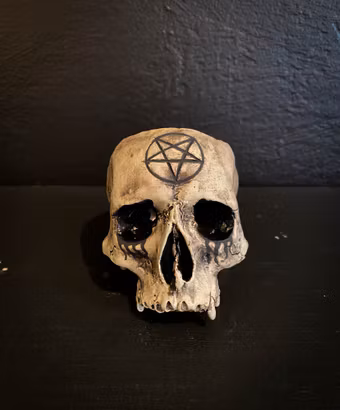 Candle lantern skull corpse paint with cross small