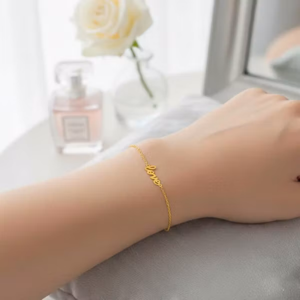 Ankelkjede LOVE - Gull & Sølvfarge