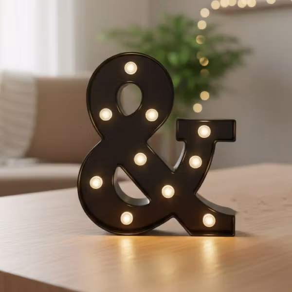 LED-bokstav & Svart - Dekorativ Lampe