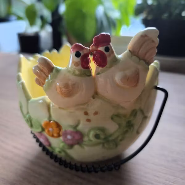 Vintage Påskeskål – Høne og Kylling