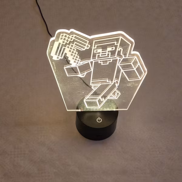 Minecraft Steve 3D LED-Lampe ( Brukt )
