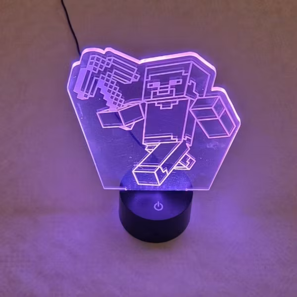 Minecraft Steve 3D LED-Lampe ( Brukt )