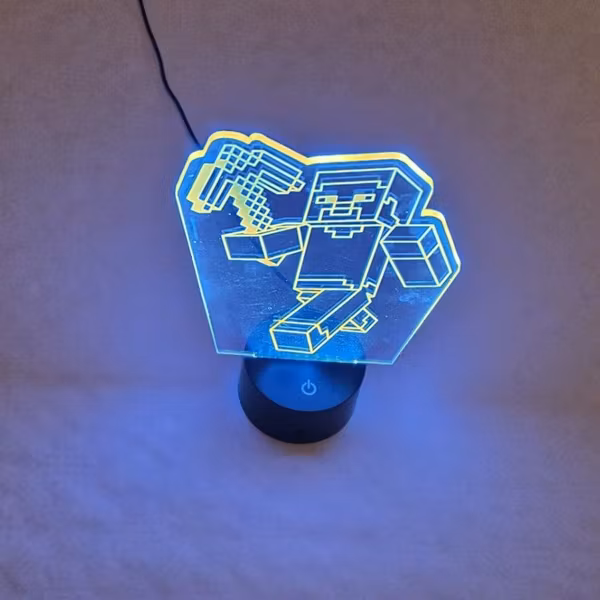Minecraft Steve 3D LED-Lampe ( Brukt )