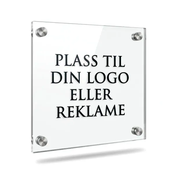 Eksklusivt Akrylskilt m/ Stål Avstandsstykker (Plexiglass 4 mm)