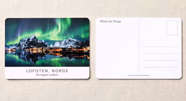 Eksklusivt Postkort A6 – Lofoten, Norge («Det magiske nordlyset»)