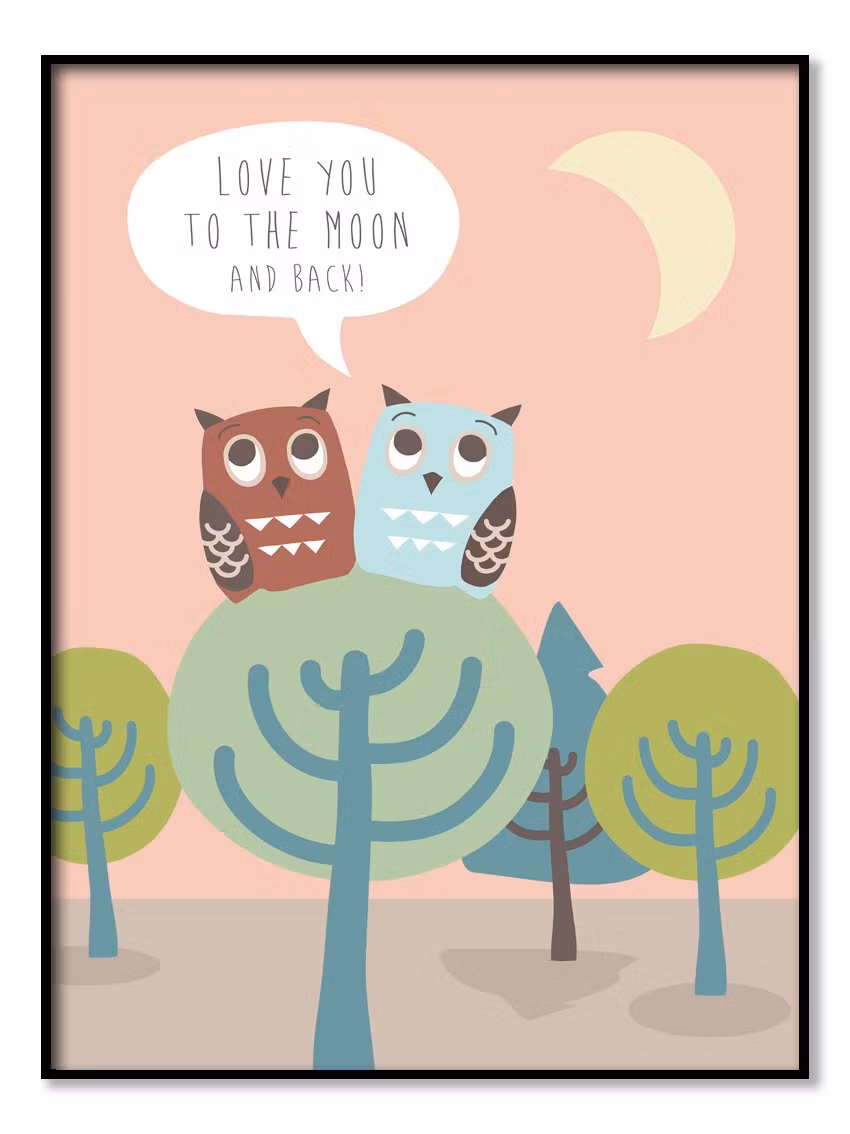 Owls in Tree - Poster