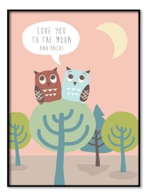 Owls in Tree - Poster