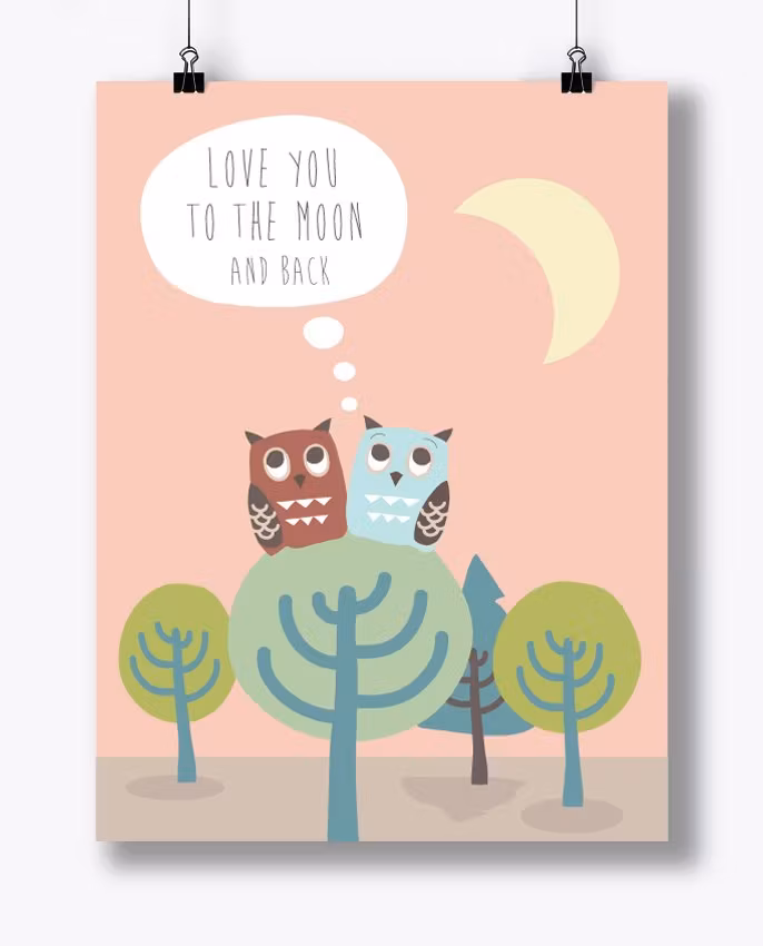 Owls in Tree - Poster
