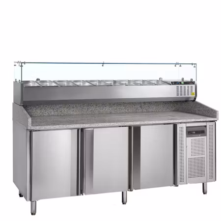 Pizzakylbänk 3 dörrar med kylränna GN1/3 – Tefcold PT1300