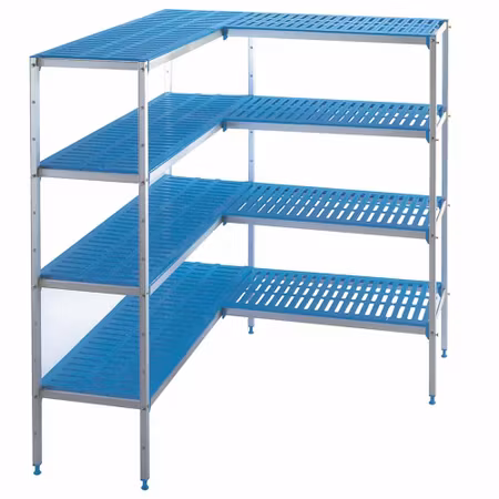 Hyllsystem L-Form för Kyl-frysrum 2150 x 2150 mm – 4 Hyllplan Aluminium
