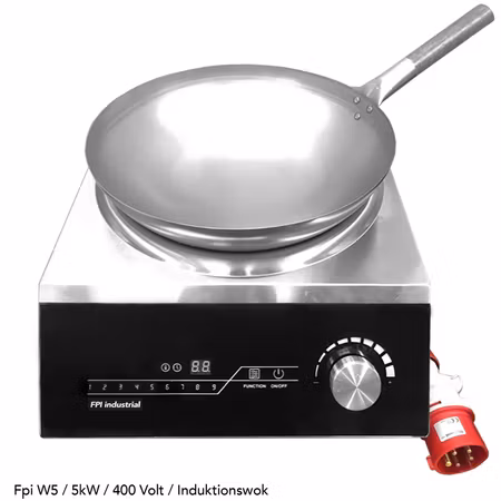Induktionswok FPI W5 5 kW 400V – Wokpanna ingår