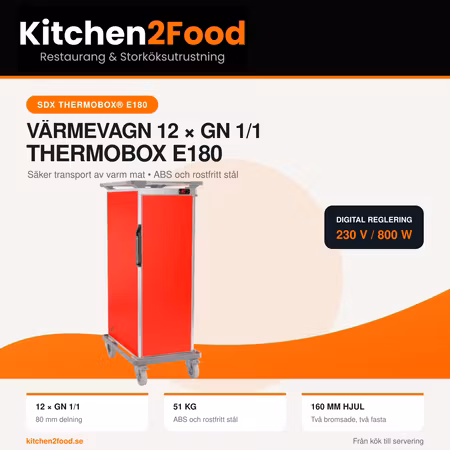 Värmevagn SDX 12 x GN 1/1, Thermobox E180