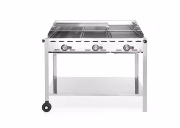 Green Fire med 3 brännare, HENDI, Profi Line, utrustad med a nedre hyllplan och hjul., 17,4kW, 1078x612x(H)825mm