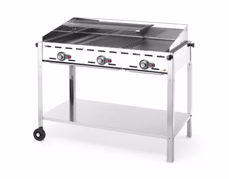 Green Fire med 3 brännare, HENDI, Profi Line, utrustad med a nedre hyllplan och hjul., 17,4kW, 1078x612x(H)825mm