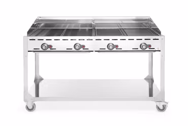 Green Fire med 4 brännare, HENDI, Profi Line, på hjulstativ, ljusgrå, 22kW, 1400x612x(H)825mm