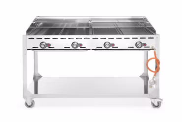 Green Fire med 4 brännare, HENDI, Profi Line, på hjulstativ, ljusgrå, 22kW, 1400x612x(H)825mm