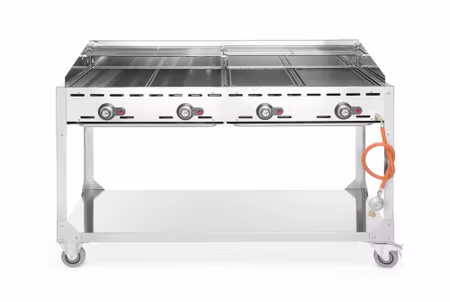 Green Fire med 4 brännare, HENDI, Profi Line, på hjulstativ, ljusgrå, 22kW, 1400x612x(H)825mm