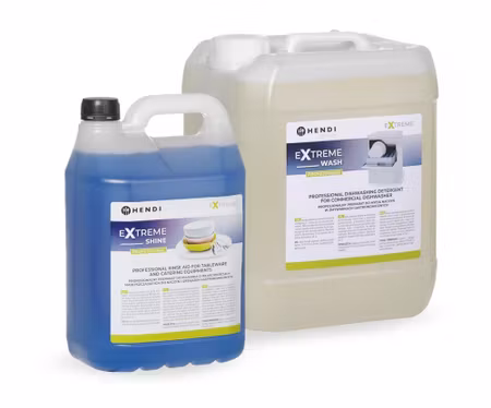 Extreme Wash & Shine Professional set med maskindiskmedel och spolglans, HENDI, 10 L + 5 L