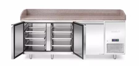 Pizzakylbänk med granitskiva, 3 dörrar, Arktic, 375L, Granite, 230V/400W, 800x2010x(H)875mm