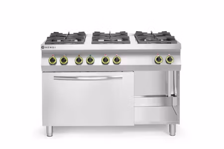 Gasolspis Kitchen Line 6-brännare med varmluftsugn GN 1/1, HENDI, Kitchen Line, 230V/3000W, 28,5kW, 1200x722x(H)900mm