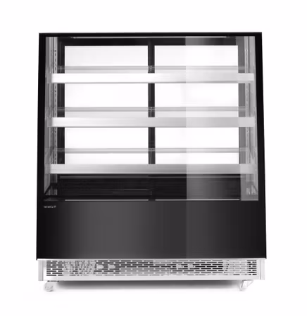 Kyldisplayer med tre lutande hyllplan, Arktic, svart, 230V/490W, 833x1200x(H)1460mm