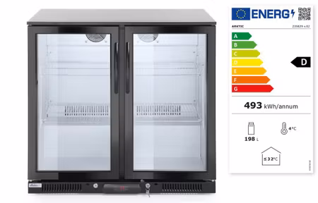 Barkyl två dörrar, Arktic, 158L, svart, 230V/160W, 900x530x(H)865mm