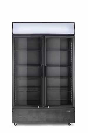 Barkyl med belyst skylt och två dörrar, Arktic, 512L, svart, 230V/510W, 585x1120x(H)1900mm