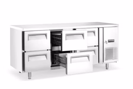 Kylbänk med sex lådor, Arktic, utan bakkant, 204L, 230V/400W, 1795x700x(H)755mm