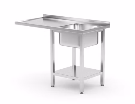 Diskbänk med hylla och plats för underbänksdiskmaskin, HENDI, höger, 1200x700x(H)850mm