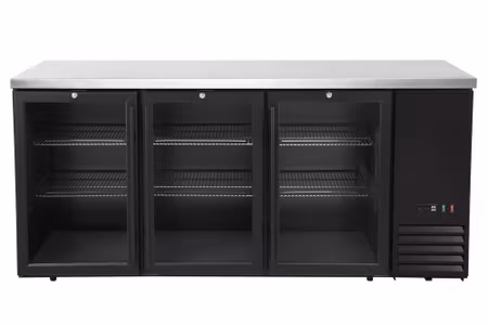 Barkylbänk, glasdörrar, Arktic, 6 hyllplan, 493L, svart, 230V/185W, 1826x631x(H)865mm