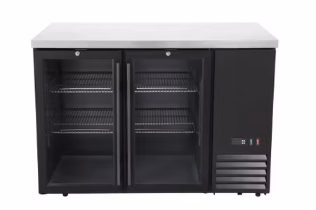 Barkylbänk, glasdörrar, Arktic, 6 hyllplan, 493L, svart, 230V/185W, 1826x631x(H)865mm