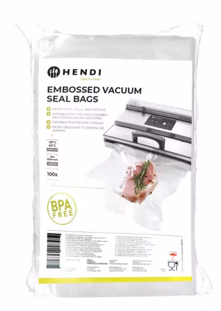 Präglade vakuumpåsar, HENDI, räfflad förpackningspåsar, 100 st., 150x250mm