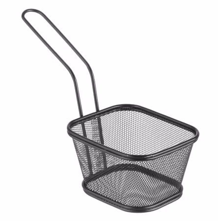 Serveringskorg i fritöskorgsmodell stapelbar svart, HENDI, 130x115x(H)80mm