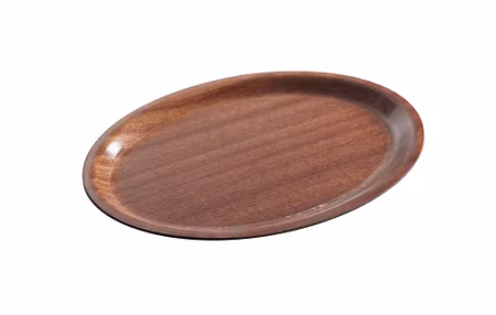 Serveringsbricka, oval, halkfri, laminerad, AmerBox, mahogny, 200x265mm