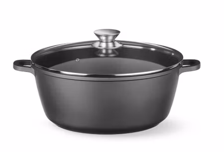 Gryta med nonstick-beläggning, HENDI, 7,5L, svart, 387x310x(H)130mm, rund
