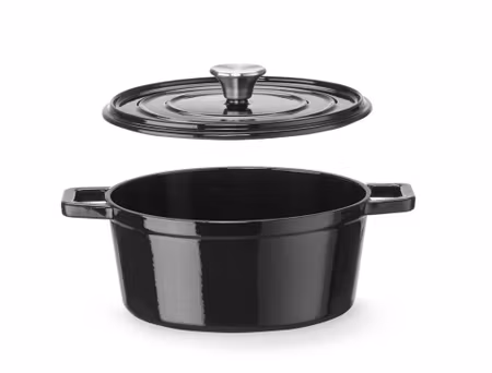 Emaljerad gjutjärnsgryta, HENDI, 3,7L, svart, 317x240x(H)105mm, rund